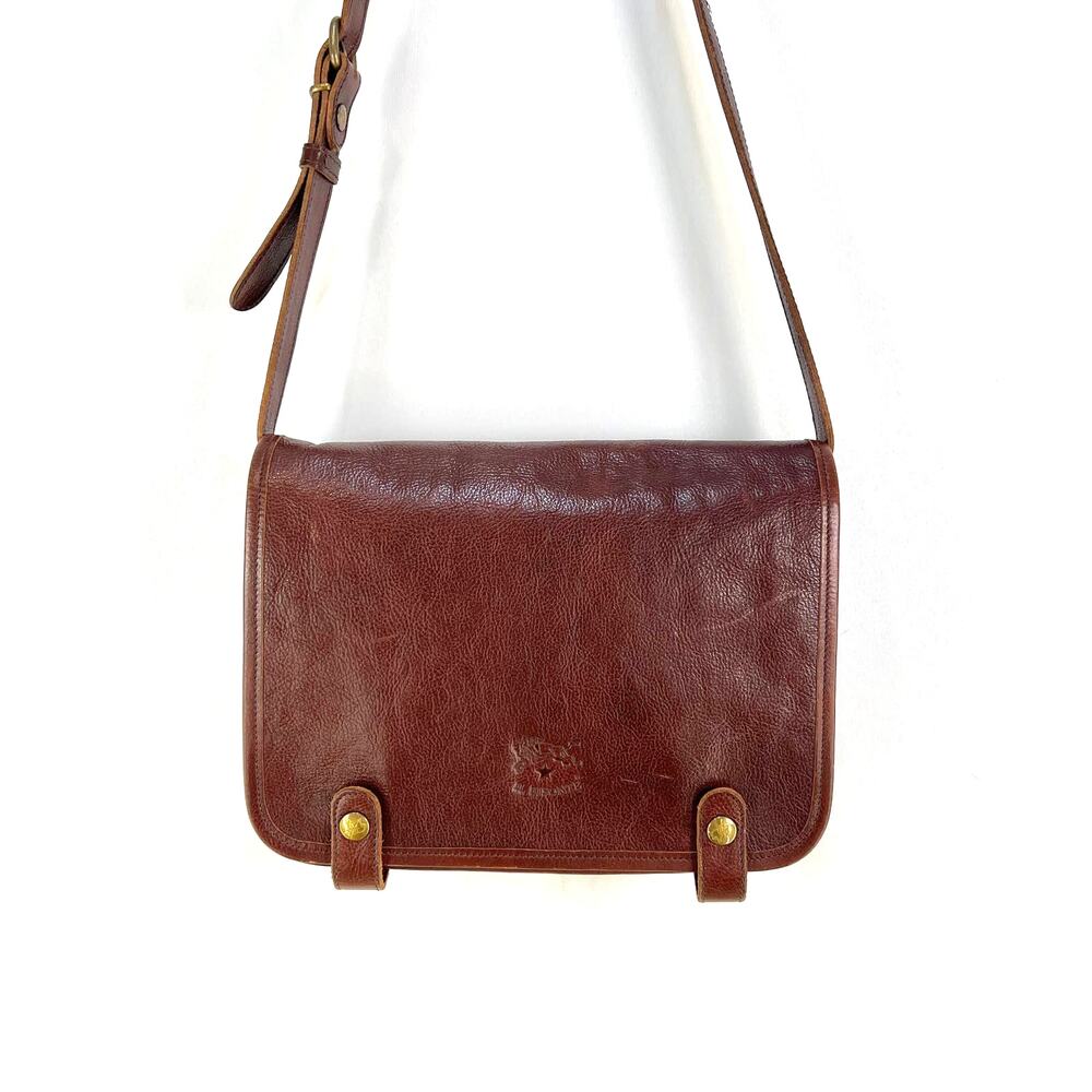Il Bisonte Brown Leather Shoulder Bag Handbag Forestcore Autumn Renfaire